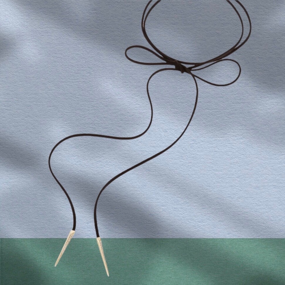Kendra Scott Pierce Lariat Necklace Black Suede Boho Bow Choker Western Long